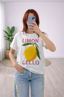 T-Shirt Maniche Corte Limoncello – Limone con Scritta Rosa