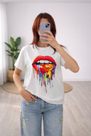 T-Shirt Maniche Corte Labbra Multicolore