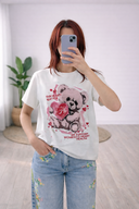 T-Shirt Maniche Corte Orsetto Rosa con Cuore in Mano