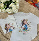 T-Shirt Maniche Corte Ragazza Anime con Cappello di Paglia