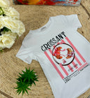 T-Shirt Maniche Corte Croissant con Righe Rosa