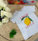 T-Shirt Maniche Corte Limoncello – Limone con Scritta Rosa